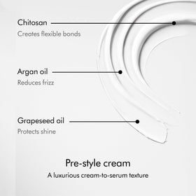 Styled hair with Dyson Chitosan Pre-style Cream before drying for smooth finish