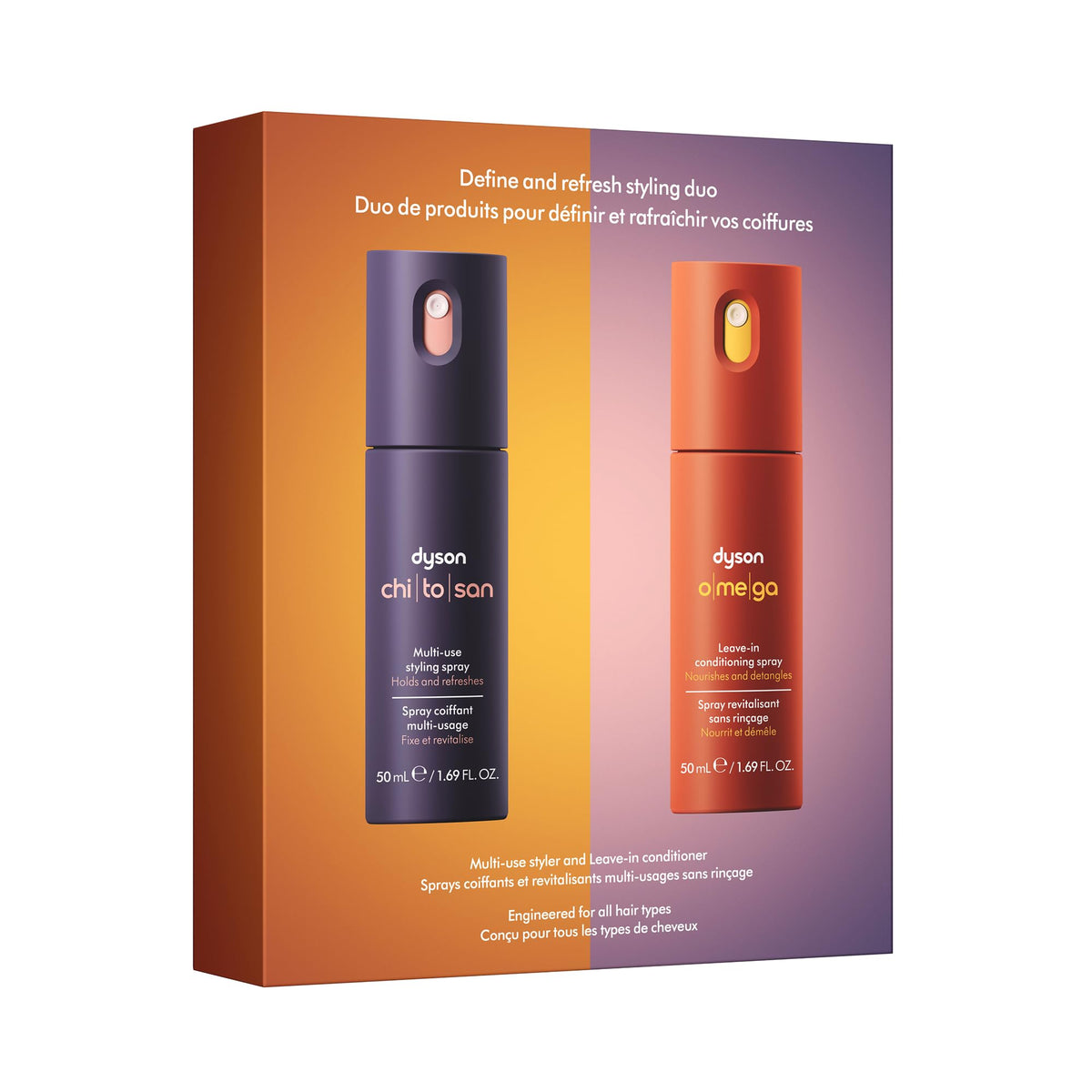 Dyson Omega Leave-in conditioning spray bottle boosts shine and heat protection.