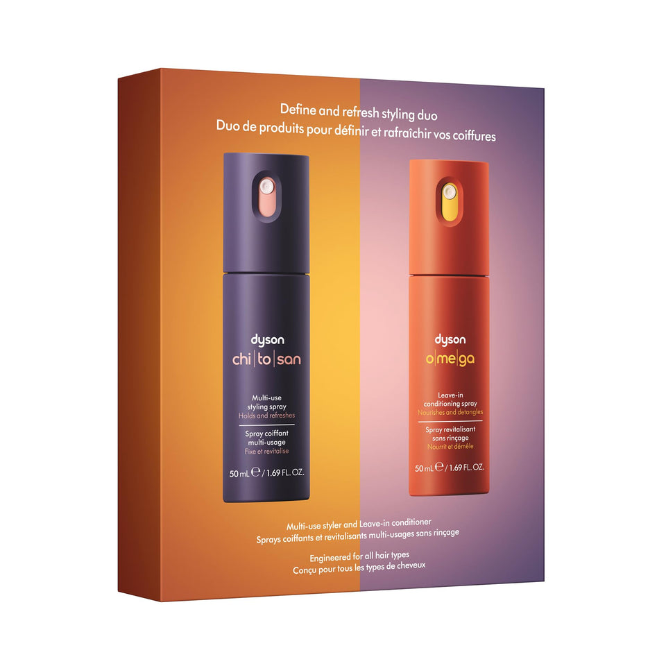 Dyson Omega Leave-in conditioning spray bottle boosts shine and heat protection.