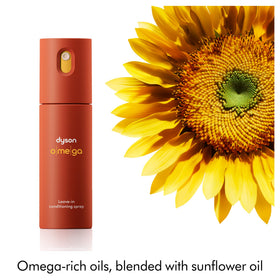 Dyson Omega Leave-in fragrance bottle features citrus notes for a fresh scent.