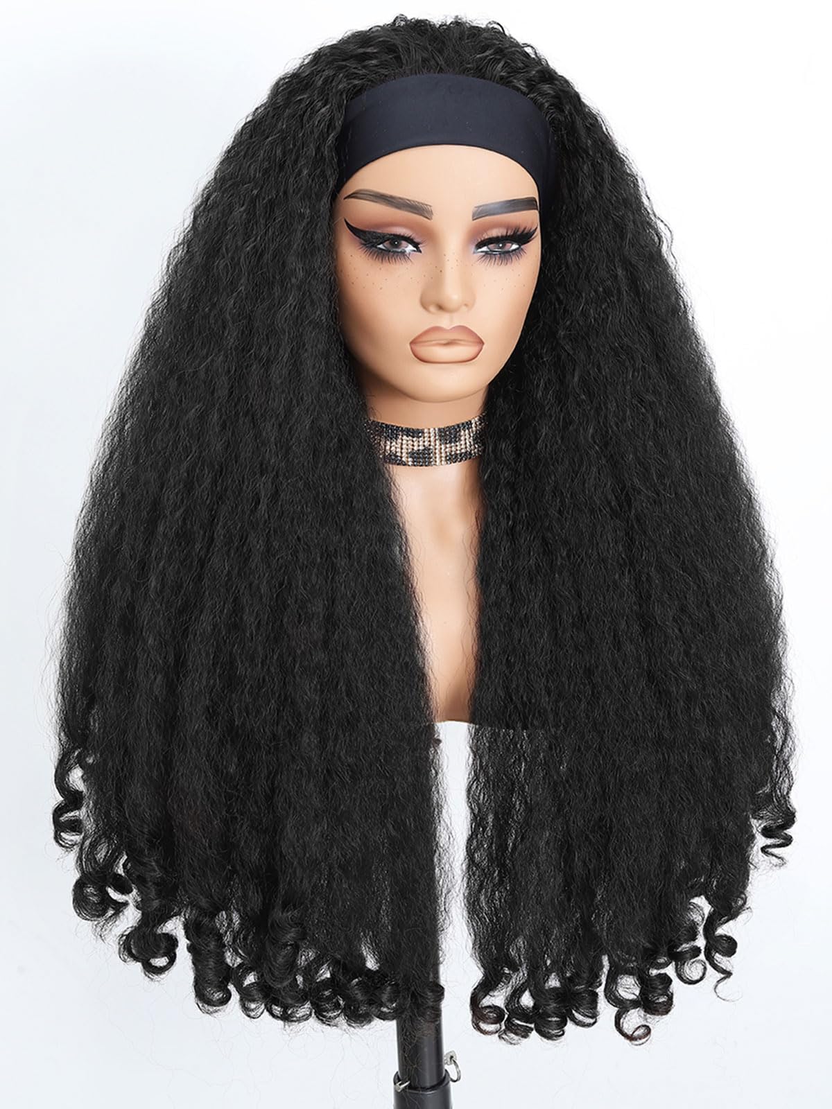 DZfirst Curly Headband Wig 26inch shows natural-looking curls for quick, stylish everyday wear.