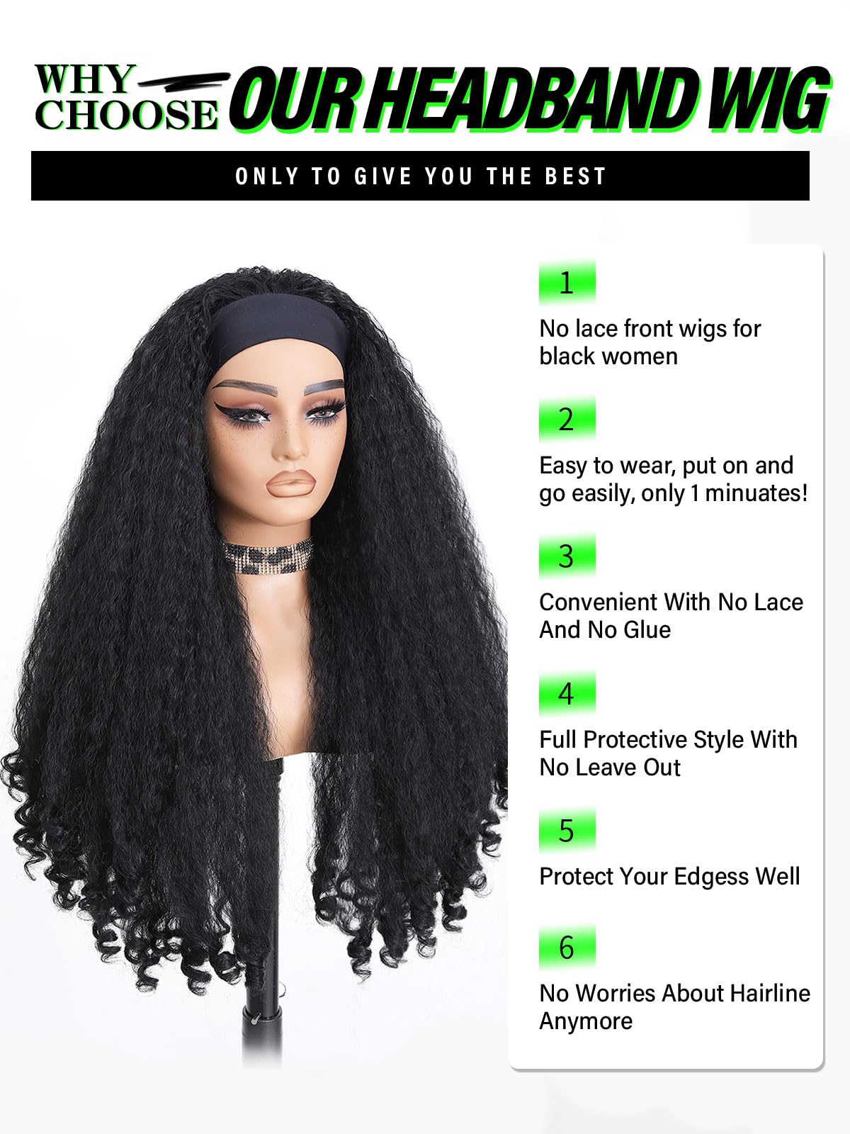 DZfirst glueless headband wig provides comfortable, natural coverage without adhesive.