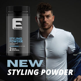 Hands applying E Elegance powder for flexible grip without stiffness.