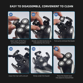 E-Hunter 5-rotary blades deliver close, skin-safe cuts.