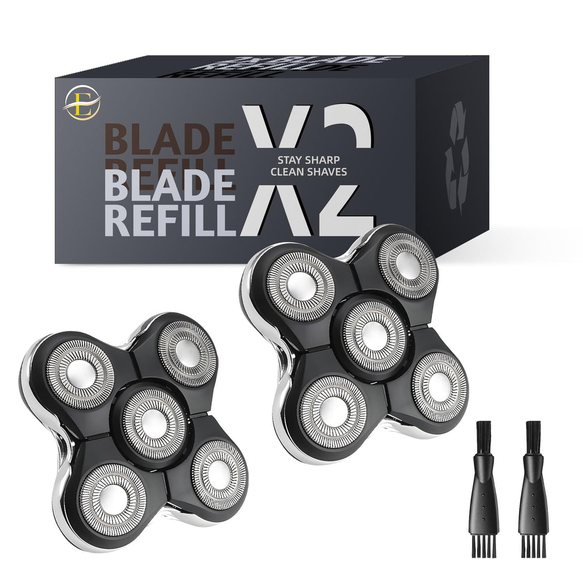 E-Hunter Pro replacement head for Balder Pro XR7000 with five dual-track blades close-up for a closer shave