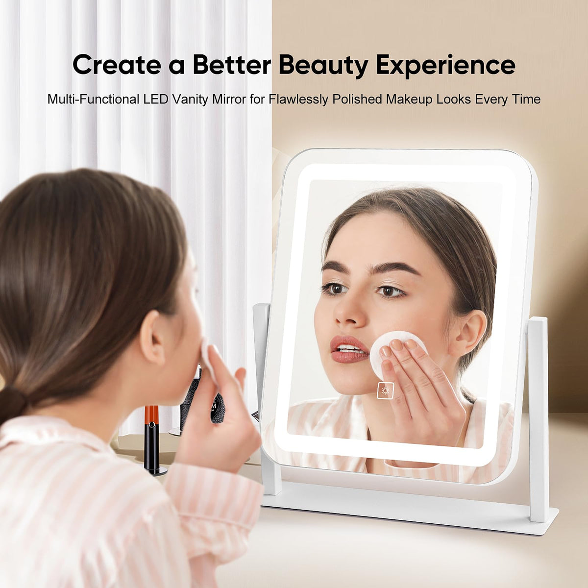E-MeySource LED makeup mirror with three color modes for day-to-night editing.