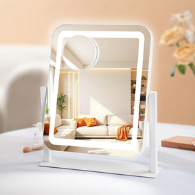 E-MeySource vanity mirror with lights offers 360° rotation for seamless makeup angles.