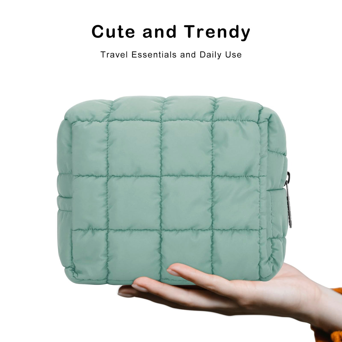 Durable cotton-padded exterior with reliable zipper keeps items secure.