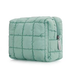 E-Tree cute makeup bag shows a quilted green surface for stylish organization.