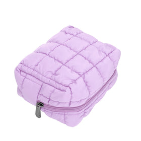 E-Tree quilted cosmetic pouch small size, side angle keeps essentials organized.