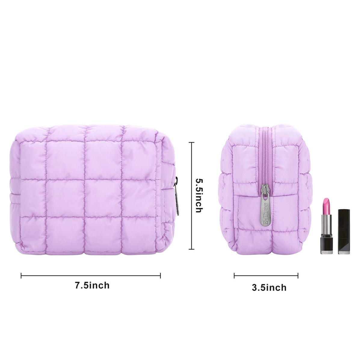 E-Tree travel essentials makeup bag compact, inside view shows neat storage options.
