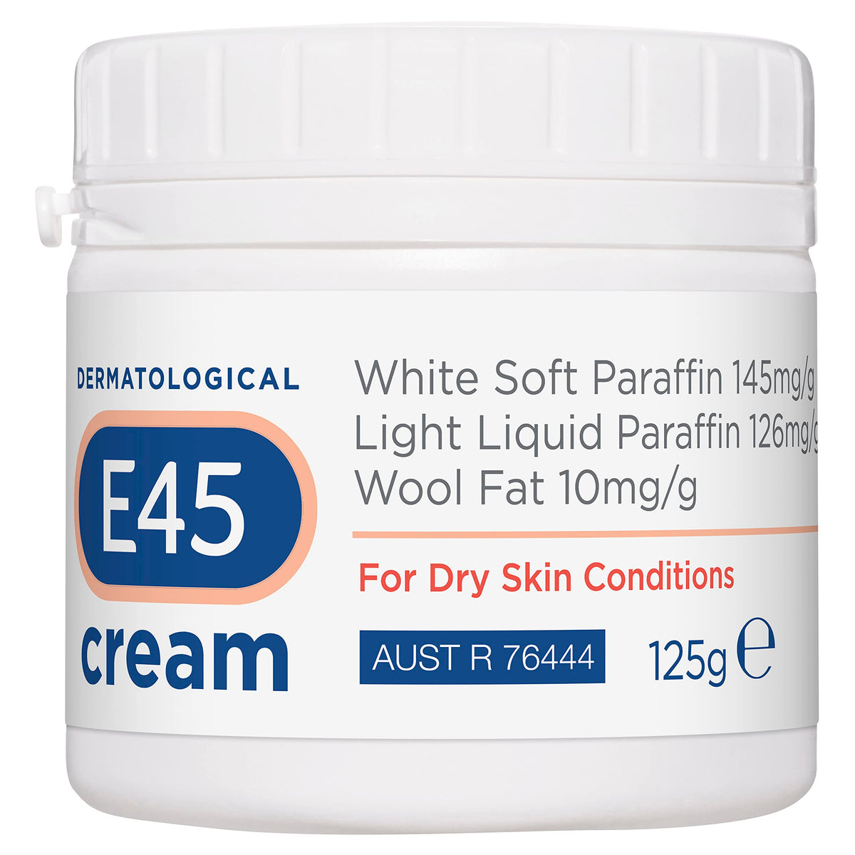 The E45 Dermatological Cream 125g tube ready for daily hydration.