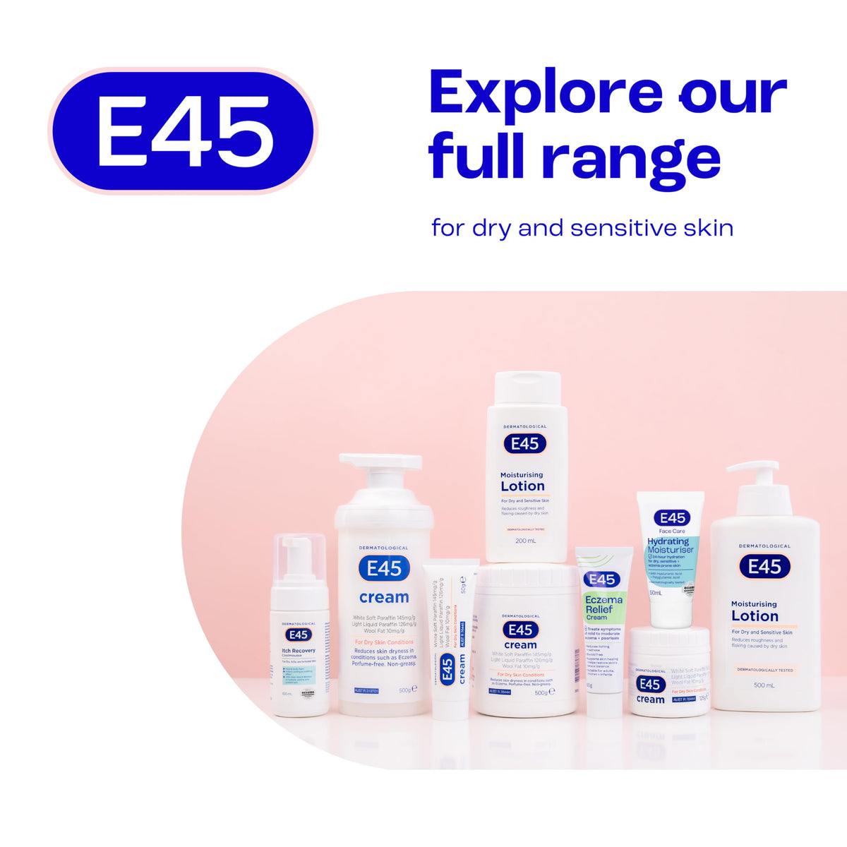 Soft, hydrated skin after regular use of E45.