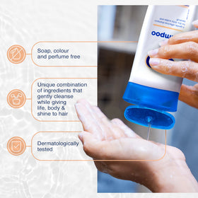 E45 dermatologically tested seal on packaging signals skin-friendly cleansing