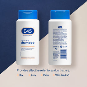 E45 perfume-free label indicates fragrance-free formula for sensitive scalps