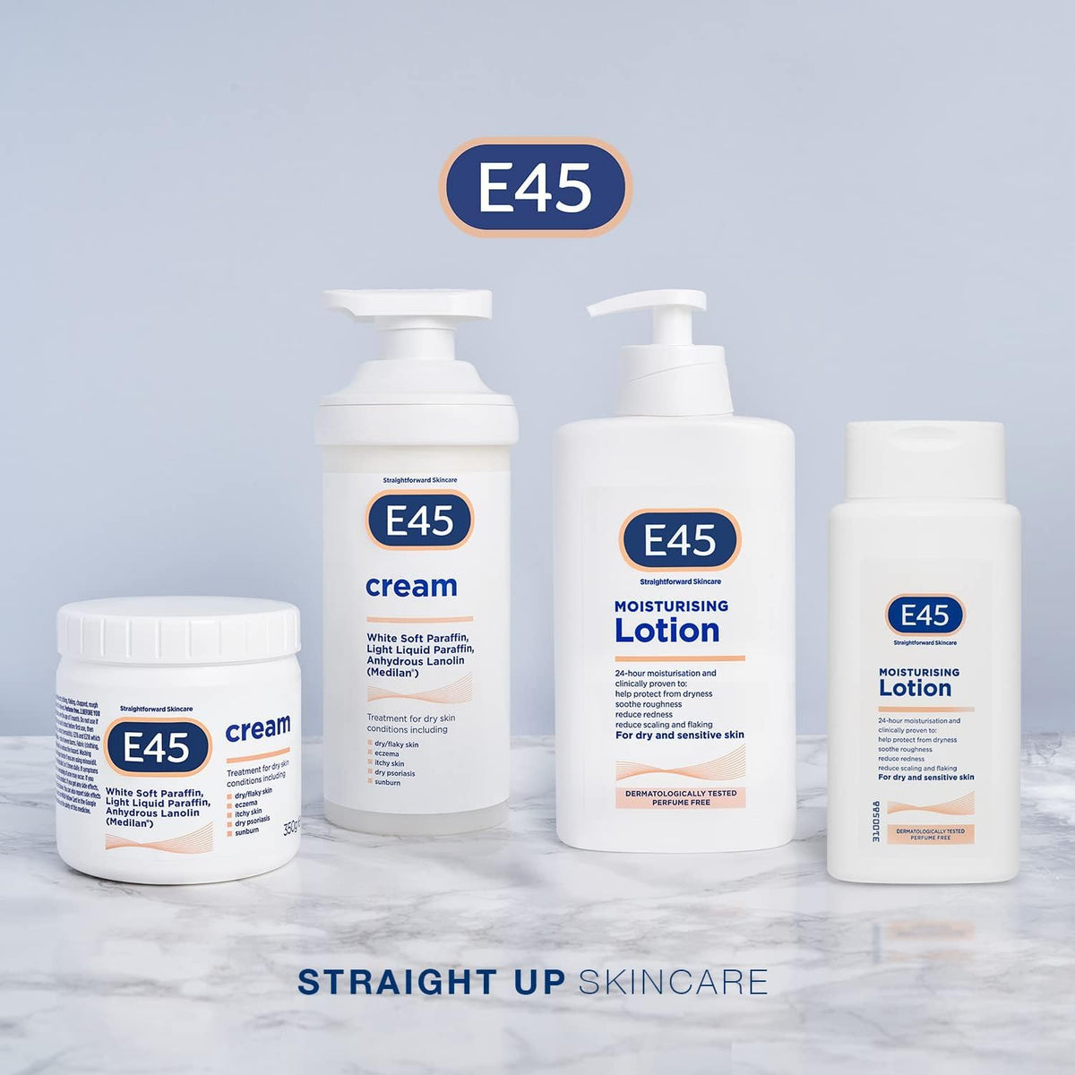 E45 family-friendly skincare suitable for babies and adults alike.