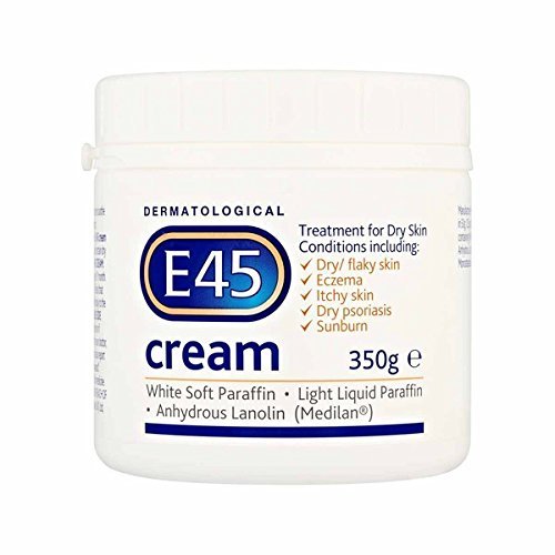 E45 Moisturising Cream 350g tube for daily dry skin care and gentle hydration.