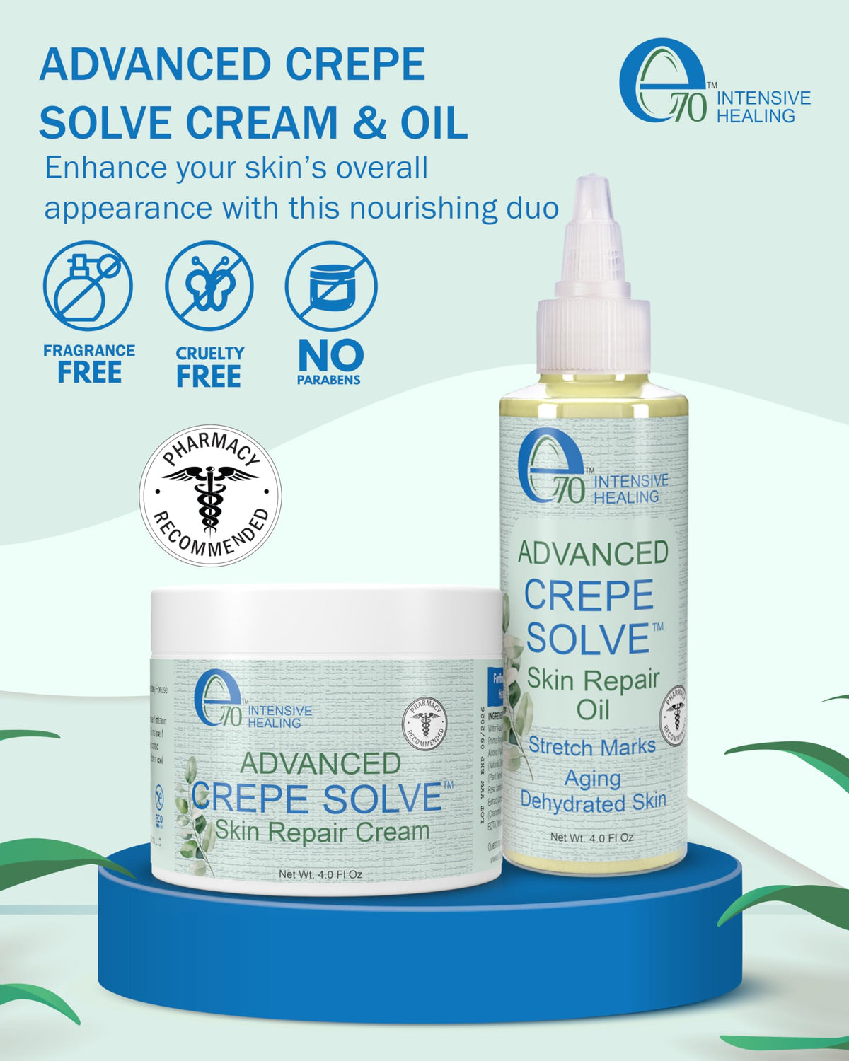 e70 Crepe Skin Erase Cream close-up highlights velvety finish and hydration
