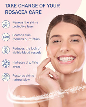 e70 rosacea serum in hand during gentle massage