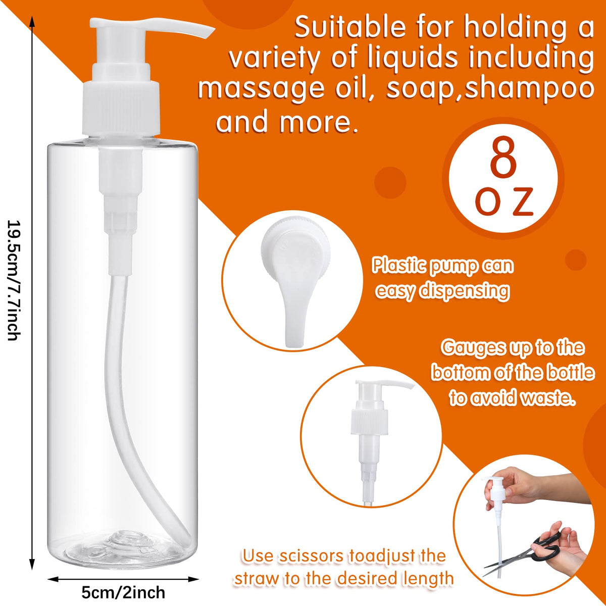 Eaasty 8 oz dispenser bottle with pump ready for oils or lotions