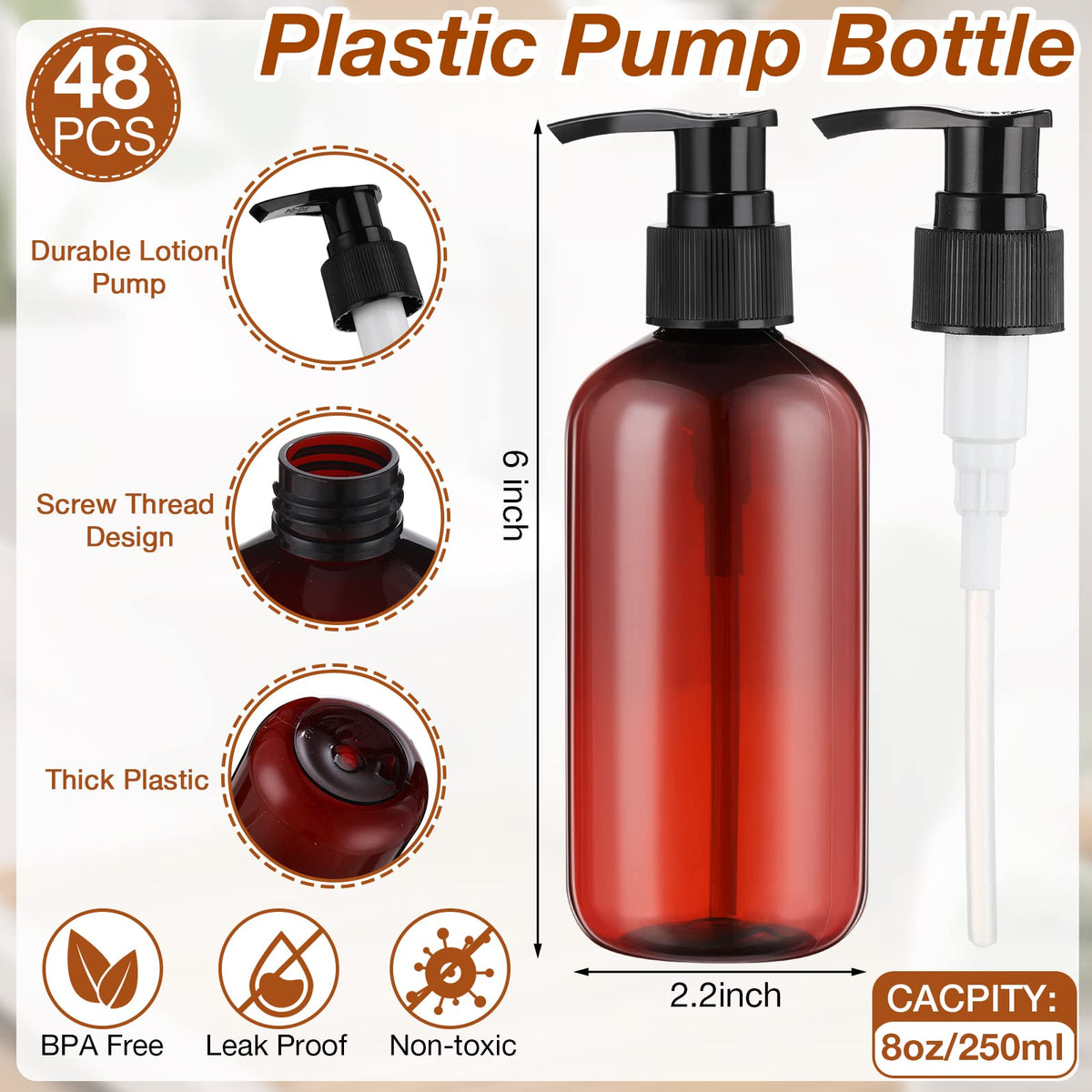 Eaasty clear 8 oz bottle shows liquid level for easy refills.