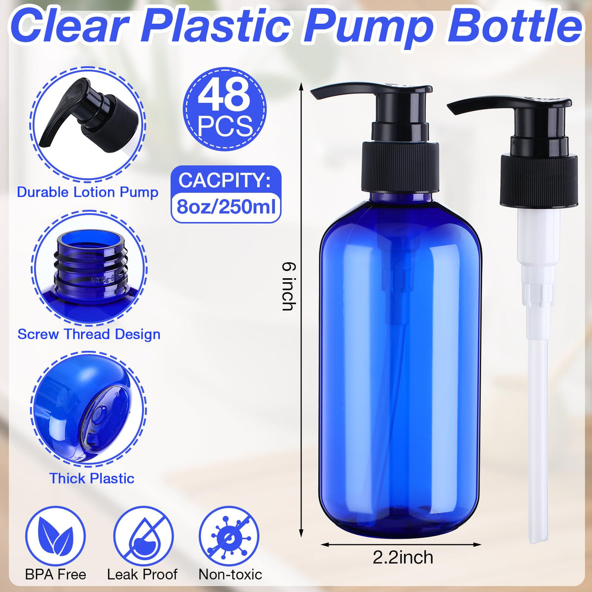 Eaasty clear 8oz pump bottle suitable for monitoring liquid levels and precise dispensing.