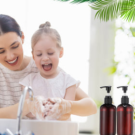 Eaasty durable plastic containers with pump for thicker liquids like lotions.