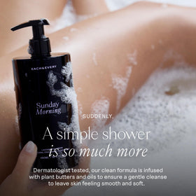 Each & Every body wash lather in hand for silky, smooth skin.