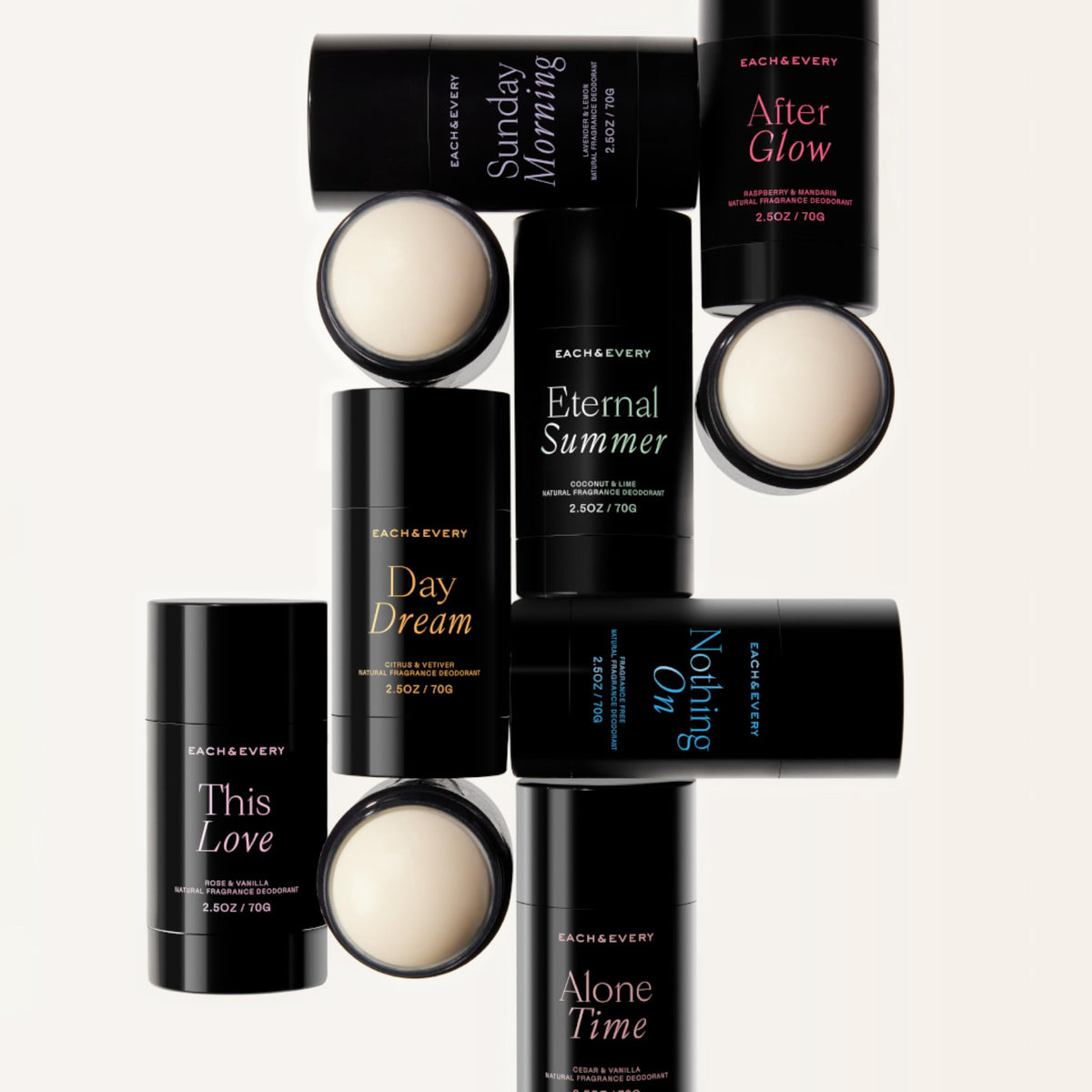 Recyclable plant-based packaging for Each & Every deodorant