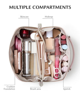 EACHY pouch open with zipper closure for secure on-the-go storage.