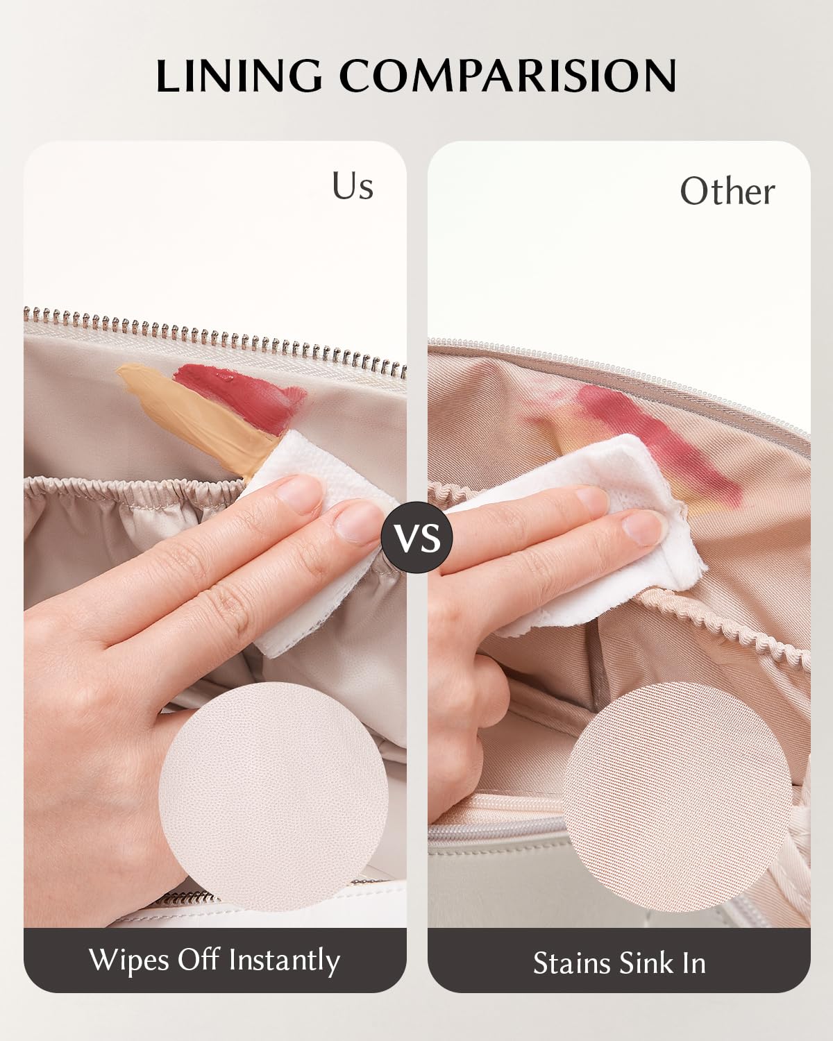 Eachy double TPU brush compartments keep brushes sorted and visible for quick access.