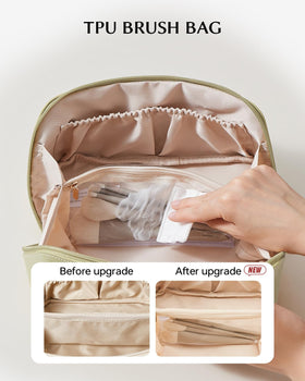 EACHY Travel Makeup Bag interior featuring inner pockets for organization.