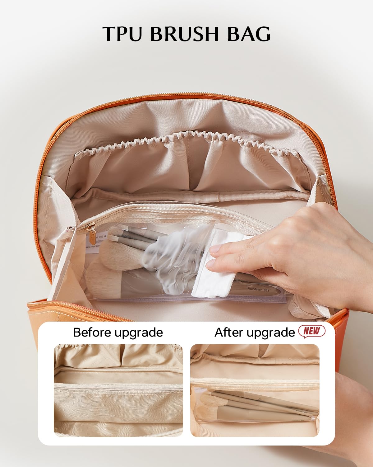 EACHY makeup brush compartment with clear TPU for visible brush storage