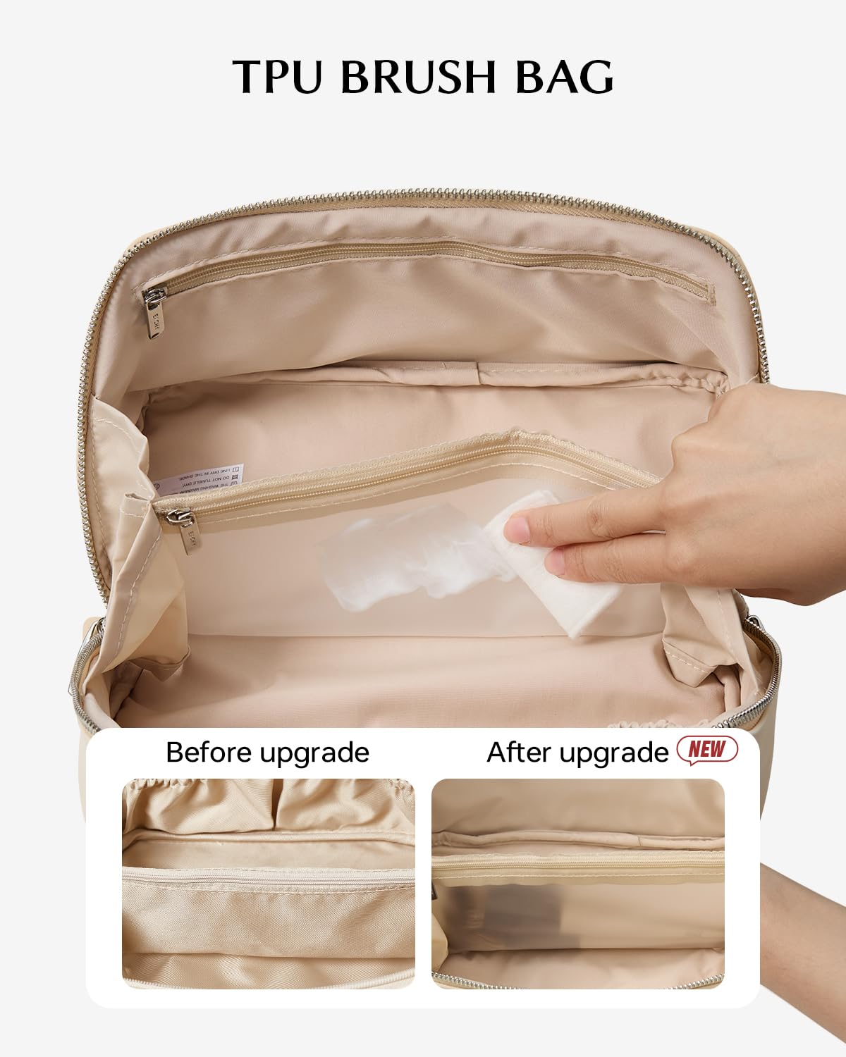 EACHY bag interior with inner pockets for lipsticks and tools