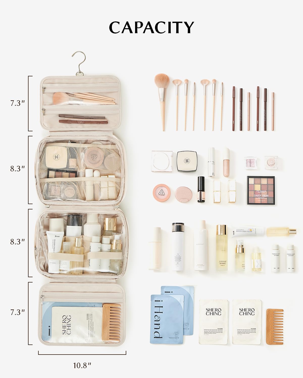 EACHY travel organizer with sturdy zippers and anti-fog lining for durable use.