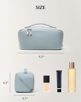 Eachy waterproof makeup bag with easy-clean interior handles spills and stains.