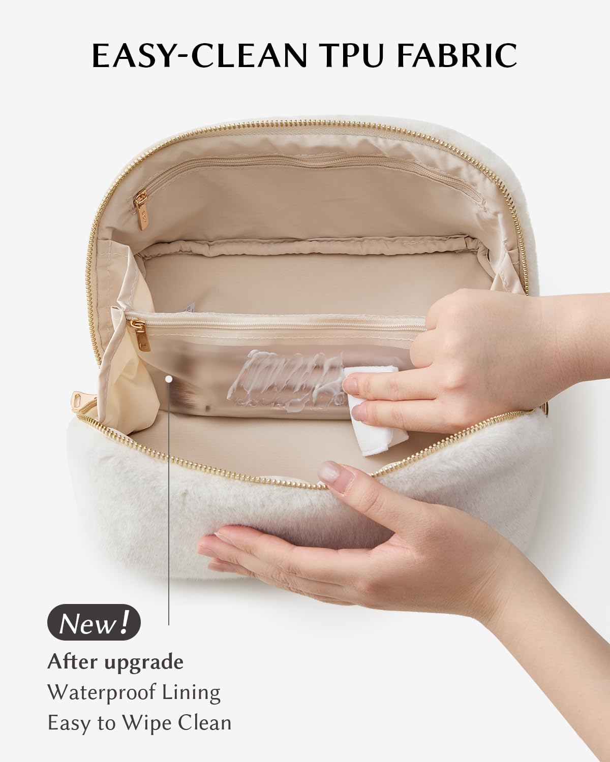 Divided interior helps sort brushes and essentials during travel