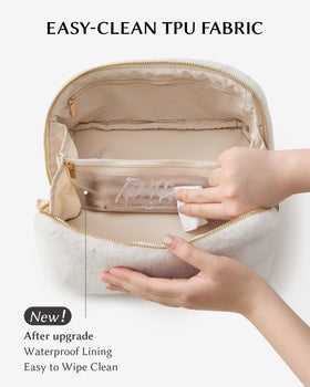 Divided interior helps sort brushes and essentials during travel
