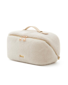 Eachy travel makeup bag with faux fur exterior for stylish organization