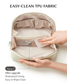 EACHY travel makeup bag interior pockets organize cosmetics for trips