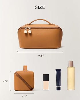 Large-capacity storage fits skincare, cosmetics, and travel helpers