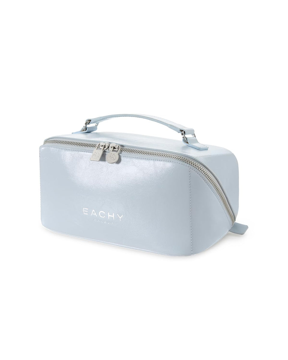 EACHY travel makeup bag with large capacity keeps cosmetics organized on the go.