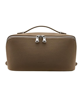 Eachy travel makeup bag lychee leather exterior shows luxurious texture and water resistance