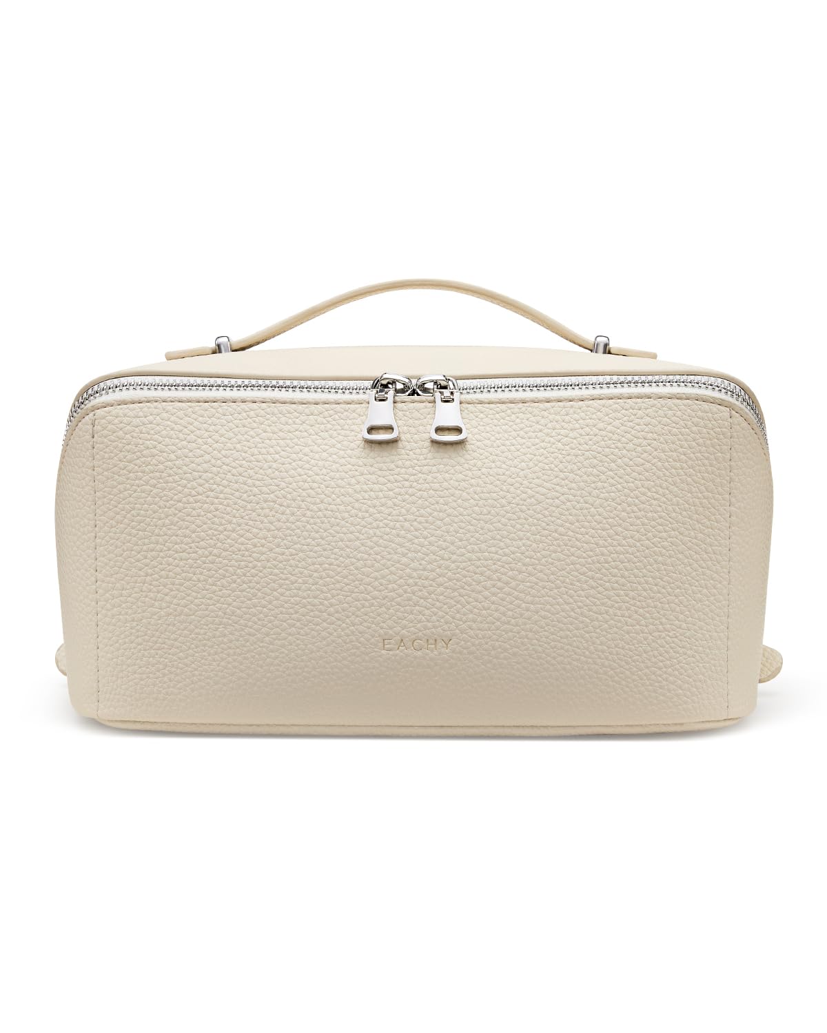 EACHY Travel Makeup Bag main compartment in lychee leather for organized travel