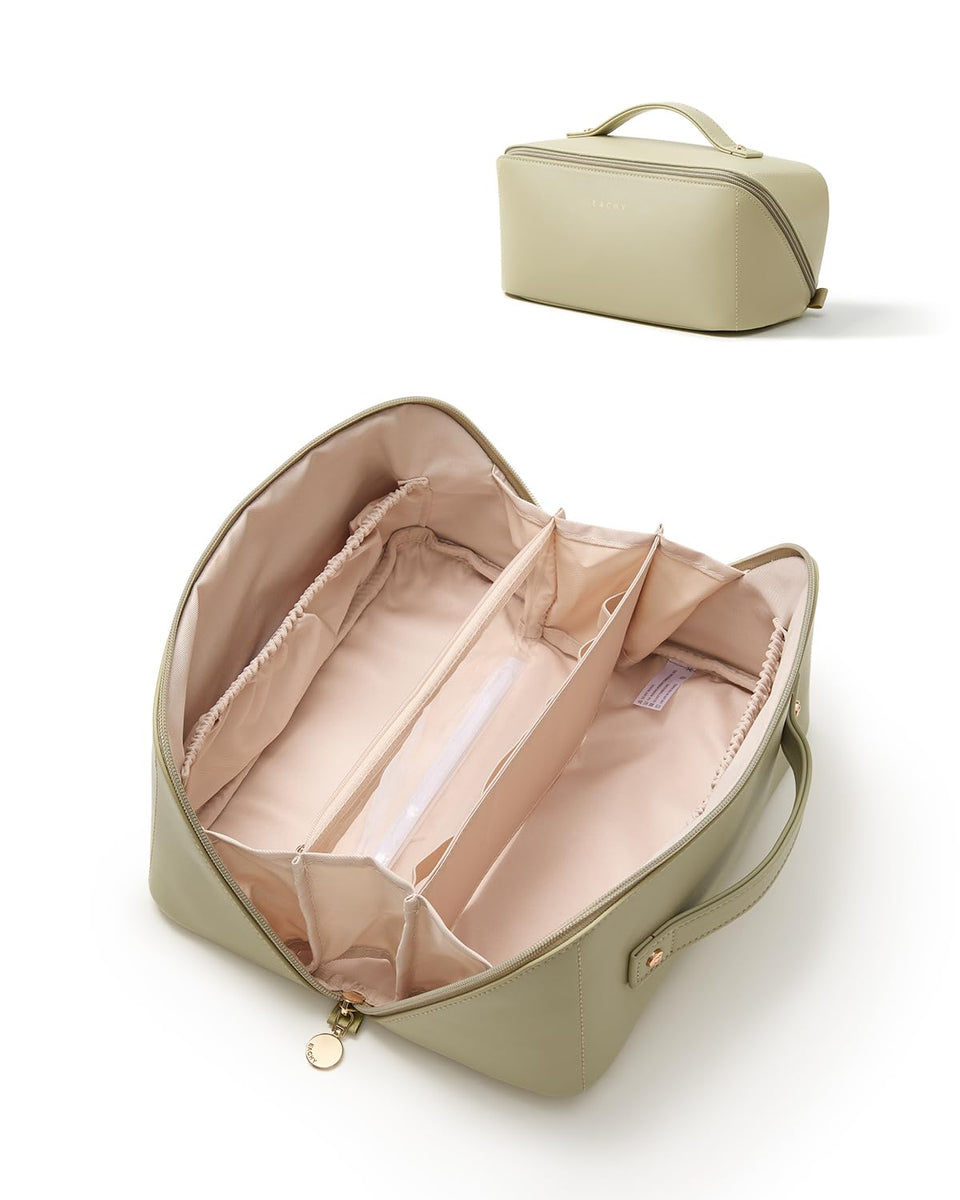 EACHY travel makeup bag offers spacious storage for cosmetics on the go.