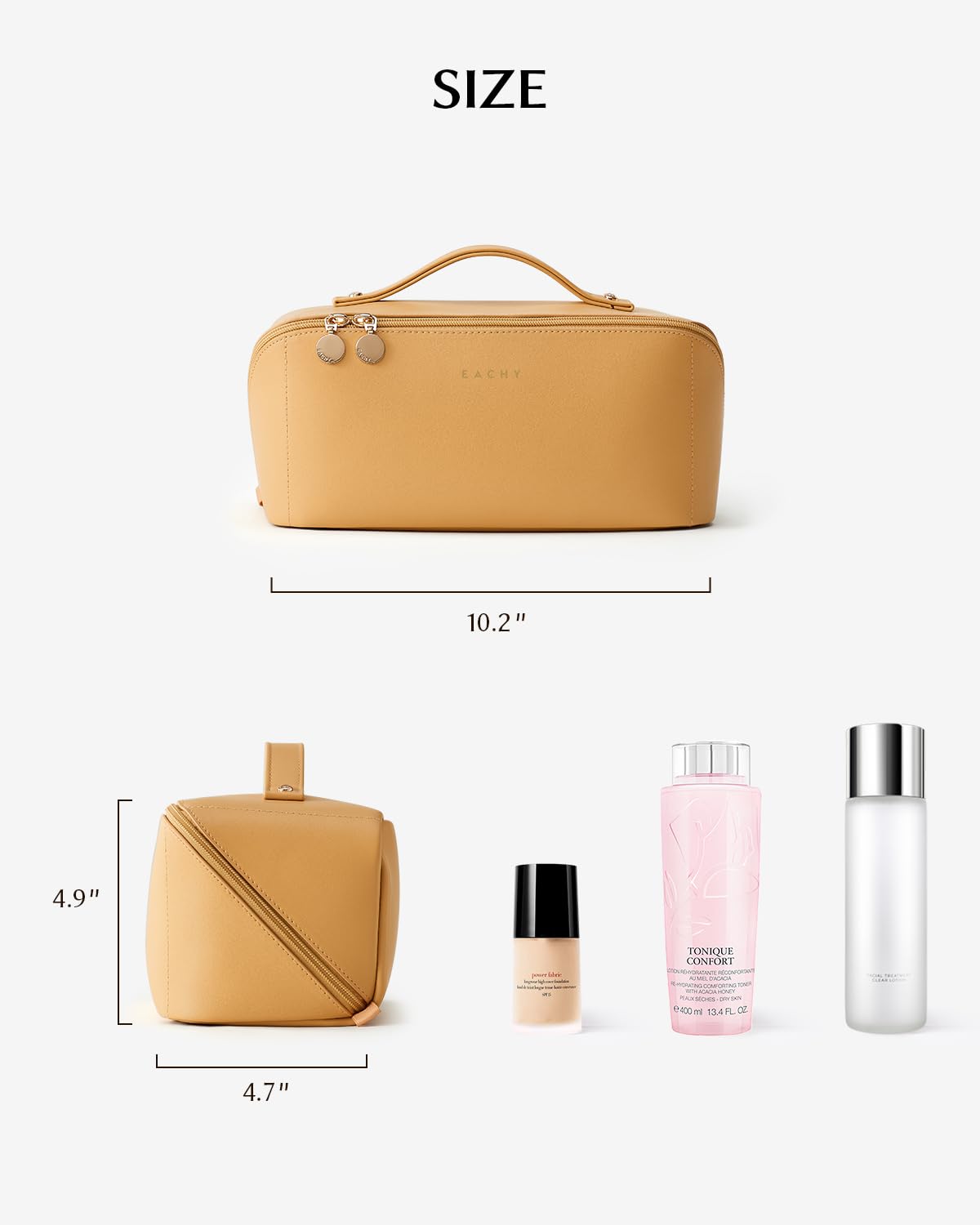 Eachy bag highlights waterproof TPU compartment and durable exterior.