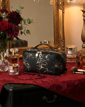 Eachy waterproof PU leather makeup bag resists splashes during travel