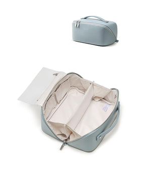 Eachy travel makeup bag with waterproof PU leather, ideal for protecting cosmetics on trips.