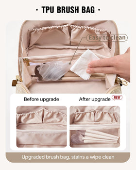 EACHY waterproof textured PU leather protects contents during travel.