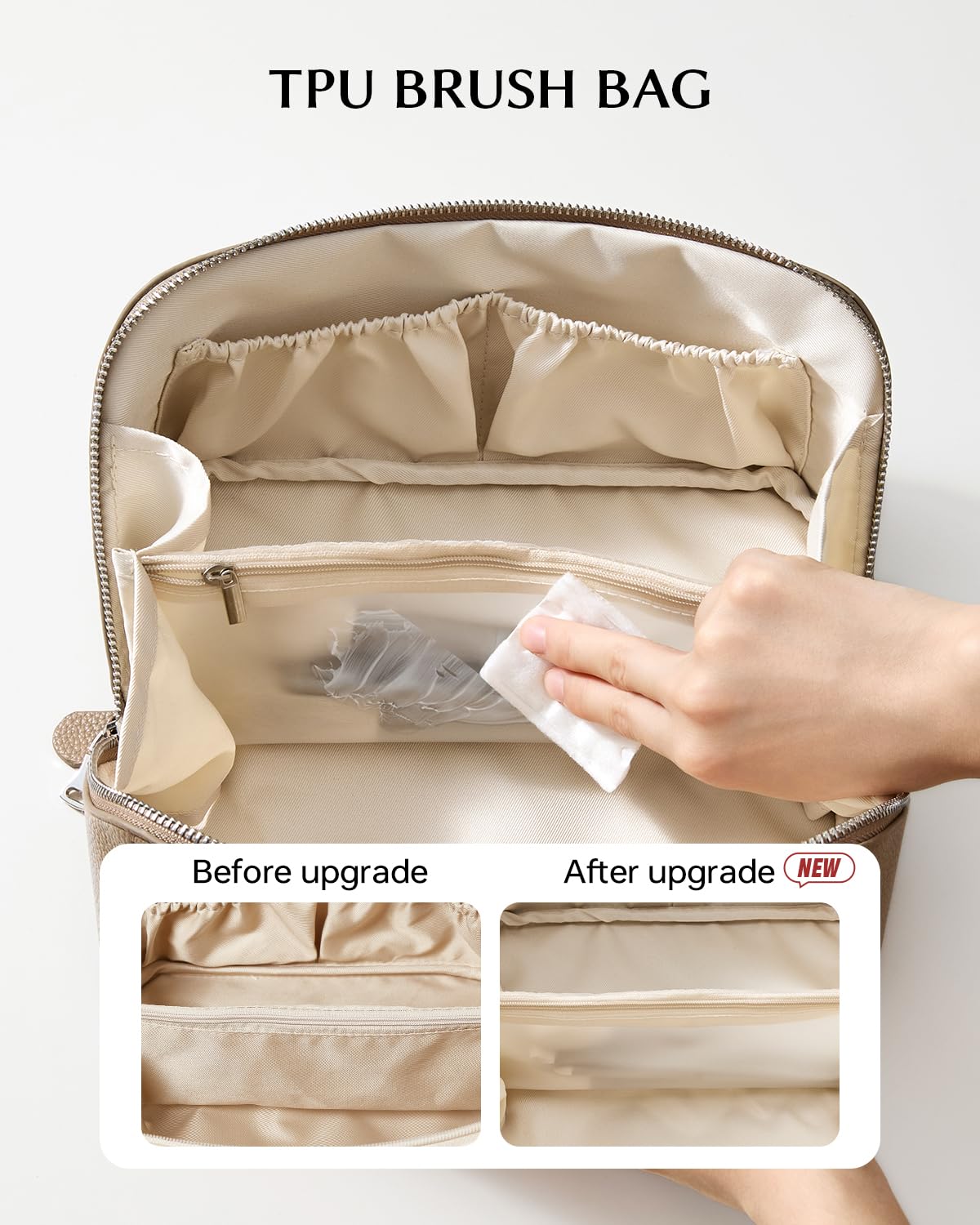 Eachy travel makeup bag wide opening for easy access to cosmetics